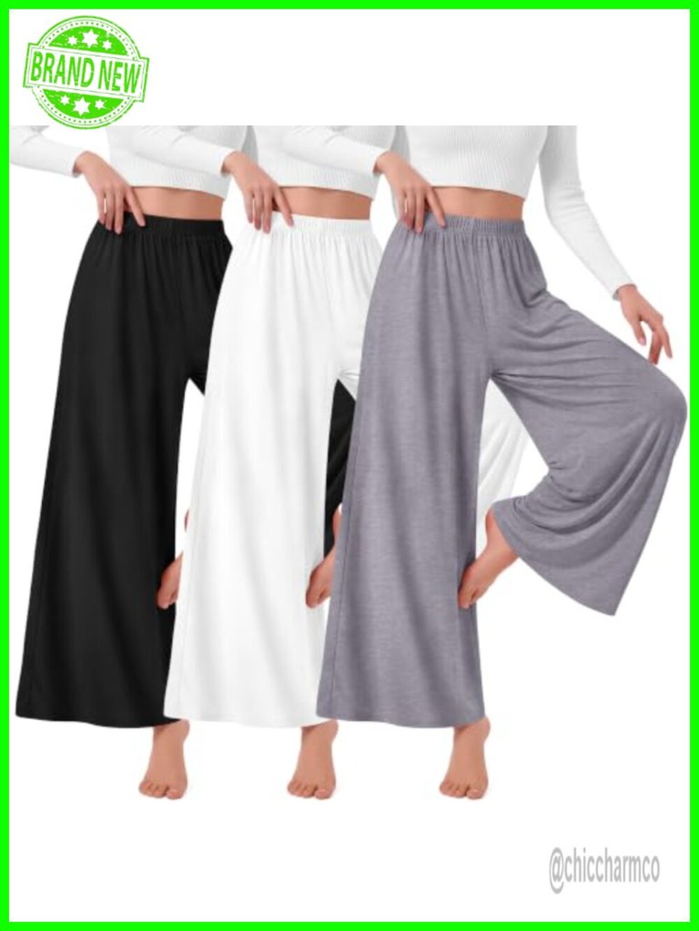 Women's Palazzo Wide Leg Dance Pants High Waist Flowy 3 Pack